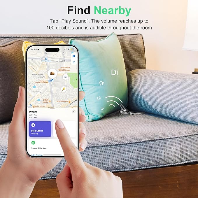Air Tracker Tag Works with Apple Find My (iOS Only) Includes Replaceable Battery, Bluetooth Smart Item Locator Key Finder for Keys, Luggage, Wallet, Pet, Dog, Cat (Black, 4-Pack)