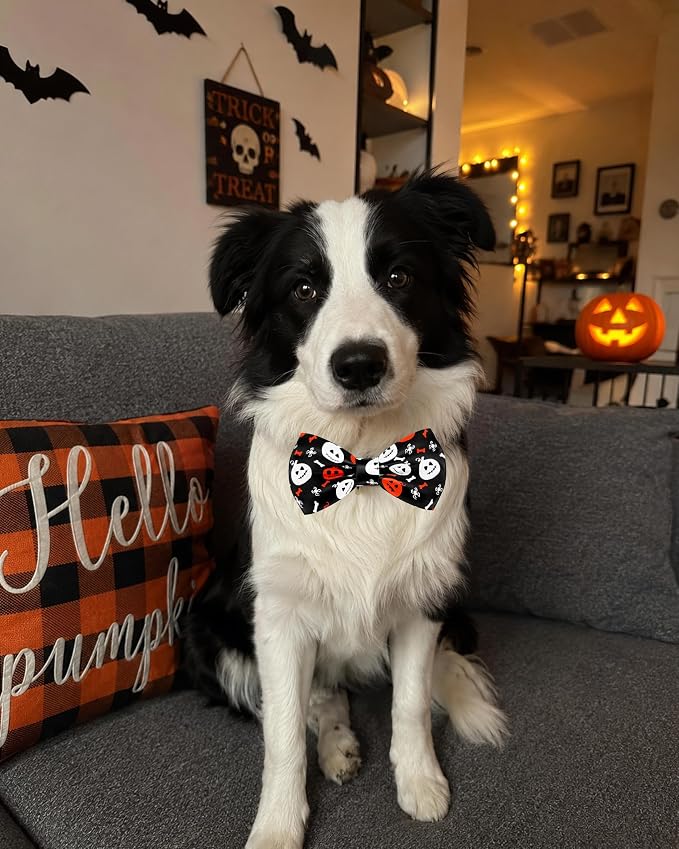 PET SHOW 5 Pack Halloween Dog Bowties for Large Dogs Slide on Collar