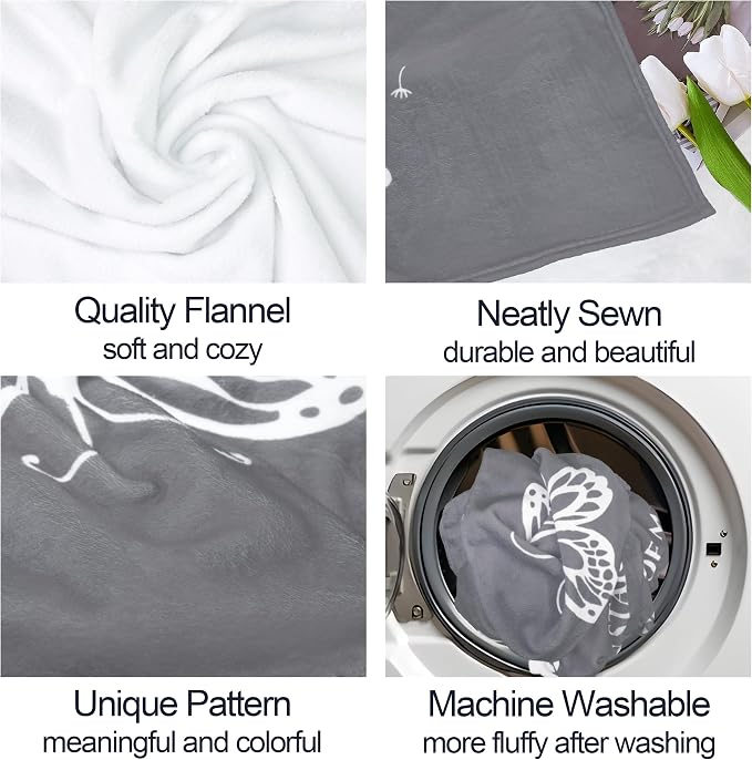 Memorial Gift Blanket, Sympathy Gifts for Loss of Loved One, Hugs from Heaven Blanket, Bereavement Gift Idea, Memorial Gifts for Loss of Mother/Father/Pet Throw Blanket 60" X 50"Grey