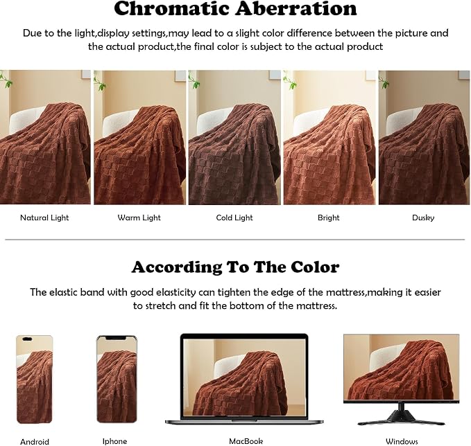 NEWCOSPLAY 3D Checkered Flannel Queen Blanket, Coffee Checkered, 90"x90" | Super Soft Cute Lightweight Decorative Premium Silky Fleece Blanket for Couch Sofa Bed, Gift for Women Men, All Season Use