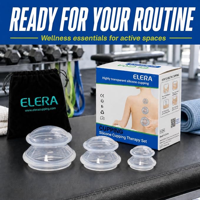 ELERA Cupping Kit for Massage Therapy – Silicone Cupping Therapy Set with 3 Massage Cups (S/M/L), Ideal for Cellulite, Relaxation & Daily Self-Care