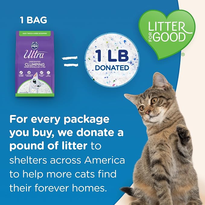 Ultra by Cat's Pride Clumping Micro Crystals Litter, Fragrance Free, 15lb