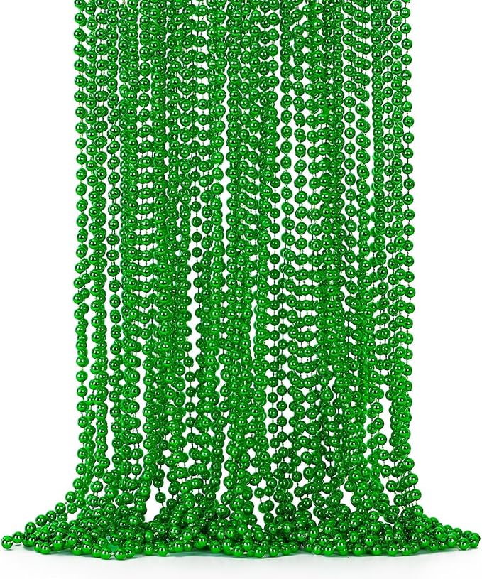 St Patricks Day Beads, 24PCS Christmas Beaded Necklace Accessories, Mardi Gras Beads Necklaces, Festival Parade Throw Accessories for Mardi Gras St. Patricks Christmas Party Wedding Supplies