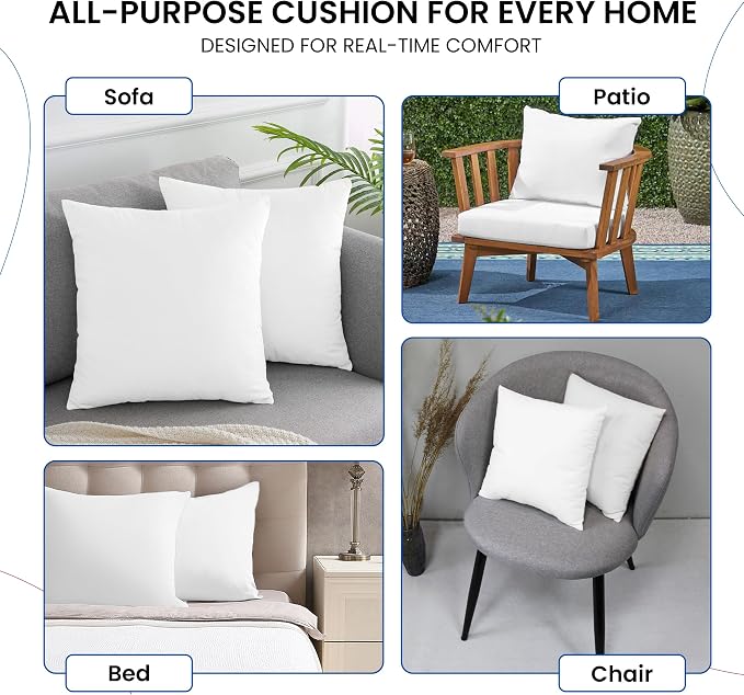 Hannah Linen Throw Pillow Inserts 14x14 – 12 Pack Square Decorative Pillow Insert for Couch, Sofa & Bed, Soft Fluffy Polyester Filled Cushion Stuffers, Indoor Home Decor Pillows
