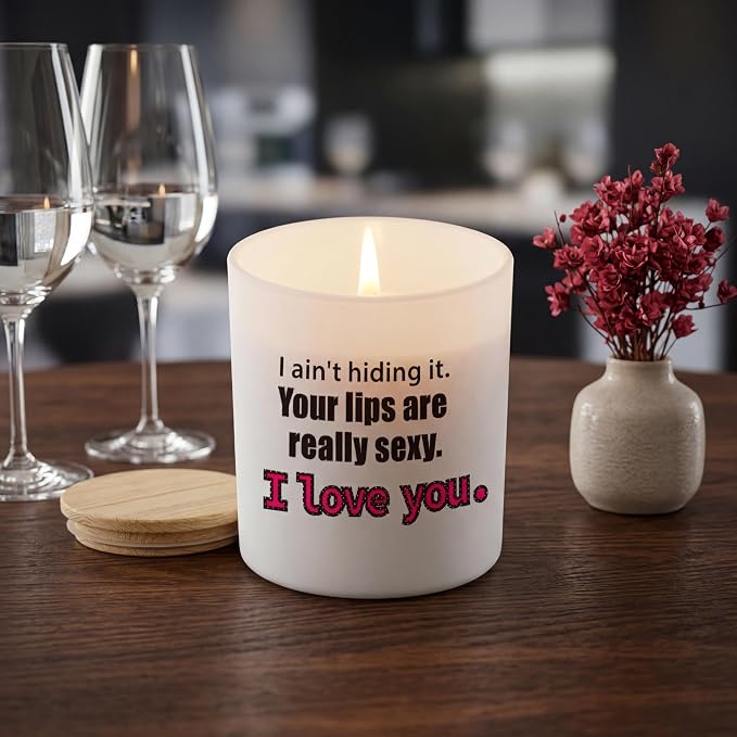 Funny Scented Candles for Women - 9.5oz Matte White Natural Soy Wax Candle with Pine Wood Lid, Lavender Aromatherapy - Humorous Anniversary, Birthday, Valentines Day Gifts for Girlfriend, Wife