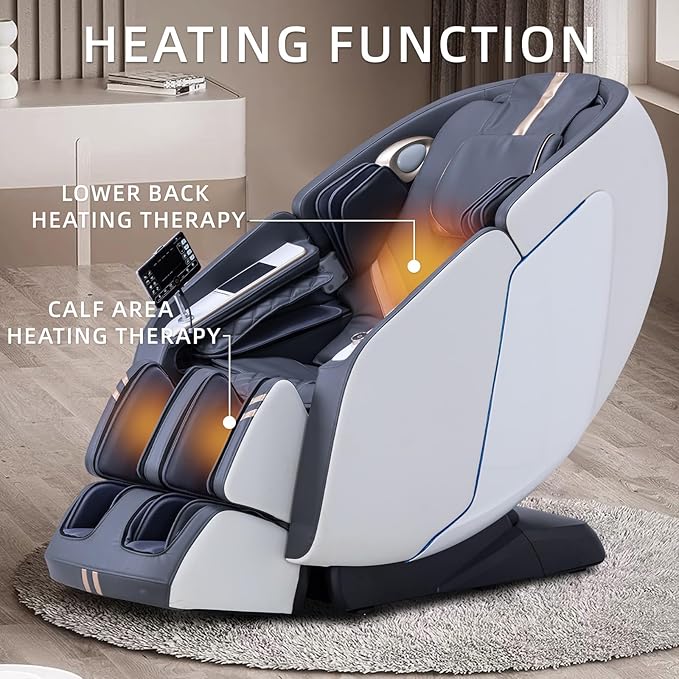 MassaMAX 4D Full Body Massage Chair with Zero Gravity, Extendable Footrest, SL Track, 15 Modes, AI Voice Control, Yoga Stretch, Foot Rollers, and Waist & Calves Heating Comfort with Cover (White)