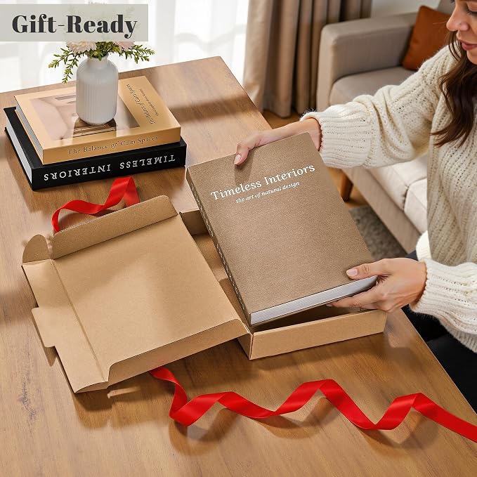 JARLINK Decorative Books, Set of 3 Fake Book Storage Boxes, Oatmeal | Modern Home Decoration with Hidden Storage Room for Photos & Keepsakes, Styling Decor for Coffee Tables, Shelves, & Mantels.