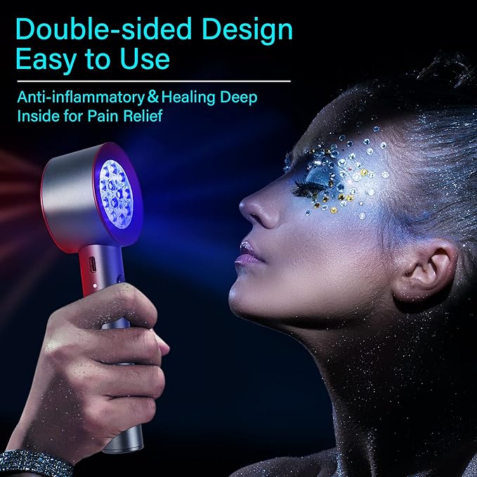 UTK Upgrade High Power 24 LED Red Light Therapy Device with 470/660/850/940nm Wavelength, Blue Red＆Near-Infrared Handheld Light Therapy, Relieve Body Pain Deeply, Facial Skin Care