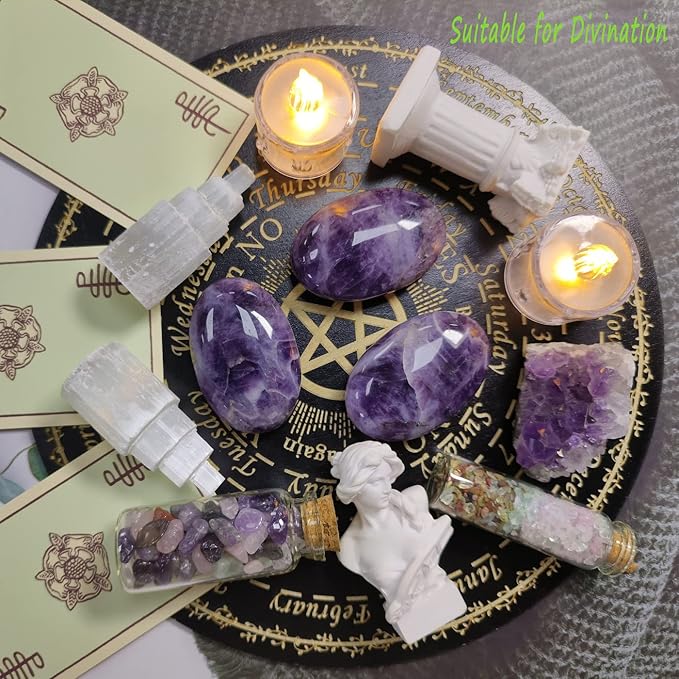 ZHIYUXI 2.4" Amethyst Crystal Gemstones Amethyst Stone Purple Crystals and Healing Stones Worry Stone Protection Crystals Polished Stones Palm Stone Energy Balancing Therapy Mediation 1PC