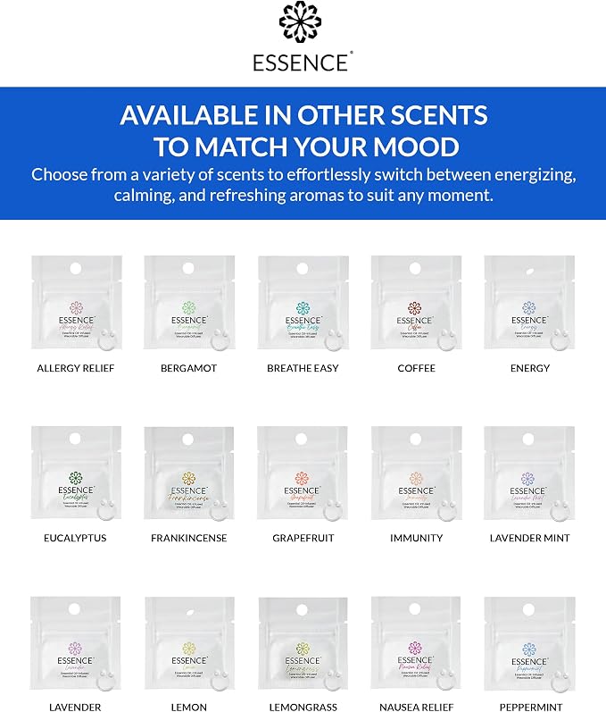 Essence Wearable Aromatherapy Nasal Diffuser – Peppermint Essential Oil Nose Ring Silicone Inhaler for Stress & Mood Support - Made in USA & Travel-Friendly (Ring Only)