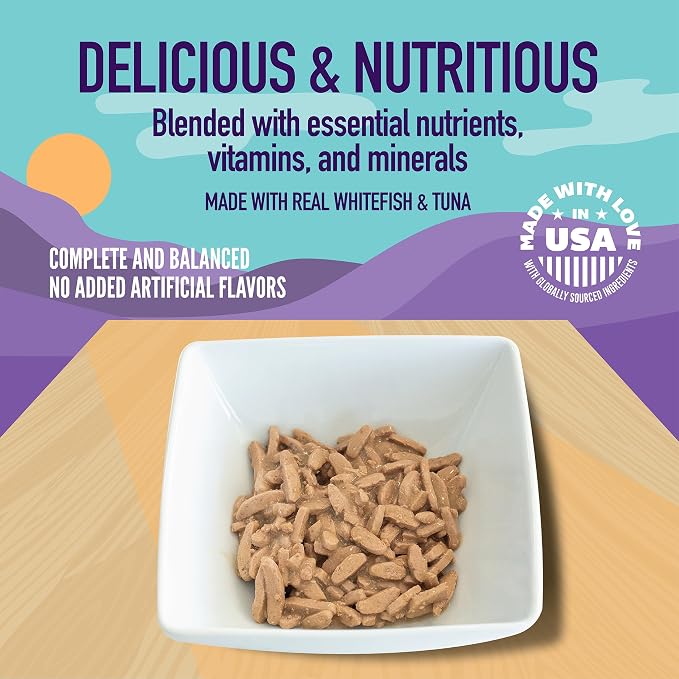 A Strong Heart Cat Food, Whitefish & Tuna Shreds, 5.5oz, 24pk | Real ocean whitefish & tuna, shredded texture in gravy, made in USA, 24-pack