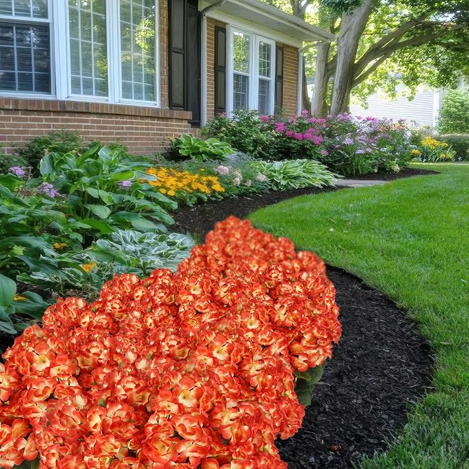 CISDUEO 4 Pcs Artificial Geraniums for Outdoors Silk Flowers Outside Orange | Faux Flowers Geraniums for Outdoor Planter Floral Home Decor Indoor Garden Patio Grave Cemetary Vase Table Centerpiece