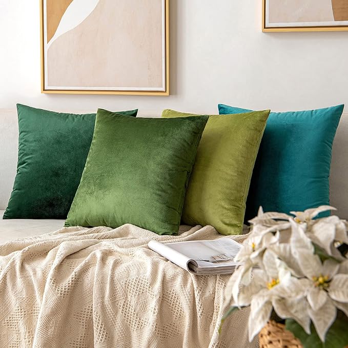 MIULEE 12x20 Inch Lumbar Velvet Throw Pillow Cover Set of 1 Moss Green | Soft Luxury Decorative Throw Pillow Cover, Single Rectangle Cushion Case, Home Decor for Chair Couch Sofa Bedroom Car Bed