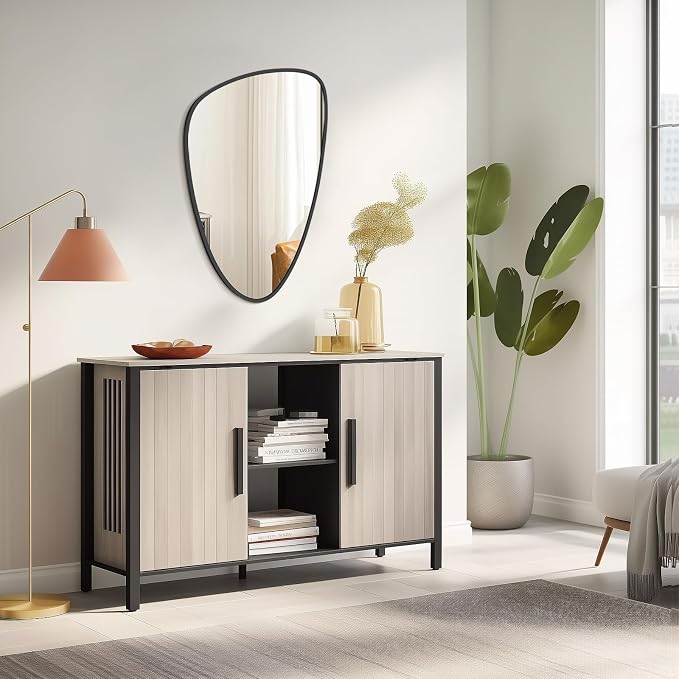 Asymmetrical Mirror, Irregular Wall Mirror, Wall Mirrors Decorative for Bedroom Living Room entryway Hall, Wall Mirror for mid Century Modern Decor 31" H x 20" W, Black