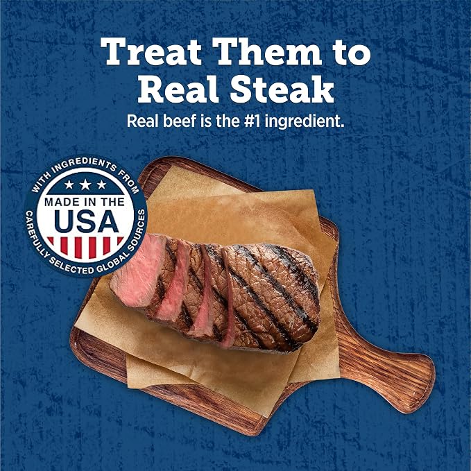 Blue Buffalo True Chews Premium Grillers Steak Dog Treats, 20 oz | Real Beef First, Charred Grilled Texture, No Chicken By-Product, Corn, Wheat, or Soy