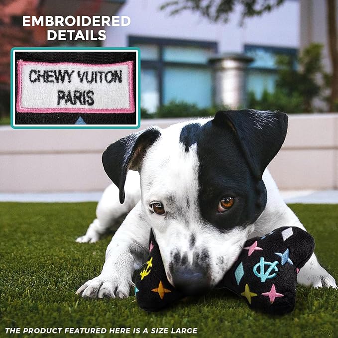 Haute Diggity Dog Chewy Vuiton Bone Plush Dog Toy, Designer Parody Toy