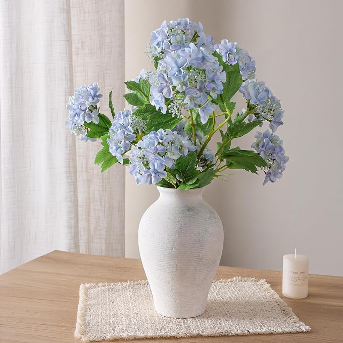 Ceramic Flower Vase Home Decor, 9 in Farmhouse Table Vase Rustic Vintage Living Room Kitchen Bedroom Pottery Decorative Vases for Flowers House Shelf Office Coffee Desk Dining Entryway Decor, White