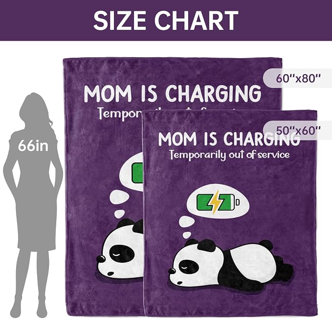 Craftique Mom Birthday Gifts, Funny Gifts for Mom- Mom's Charging Blanket | Mom Gifts for Women from Daughter Son Husband, Super Soft Blanket Throw for Napping Travel, 80”×60”