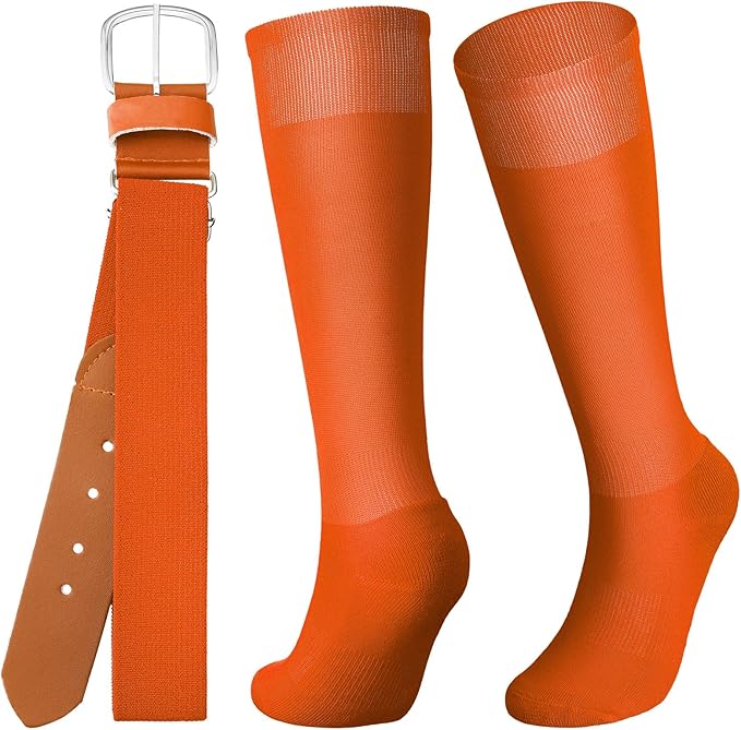 Zhanmai Baseball Belt and Socks Combo Adjustable Softball Socks and Elastic Waist Belt for Youth Boys Girls, Adult