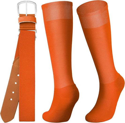 Zhanmai Baseball Belt and Socks Combo Adjustable Softball Socks and Elastic Waist Belt for Youth Boys Girls, Adult