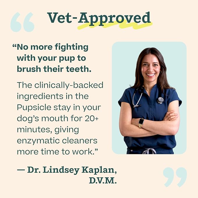 WOOF Dental Kit- Includes Pupsicle Dog Toy, Treat Tray, Shaker Bottle, Chicken Pupsicle Pops, and Dog Teeth Cleaning Powder - Supports Oral Health for Dogs - XL