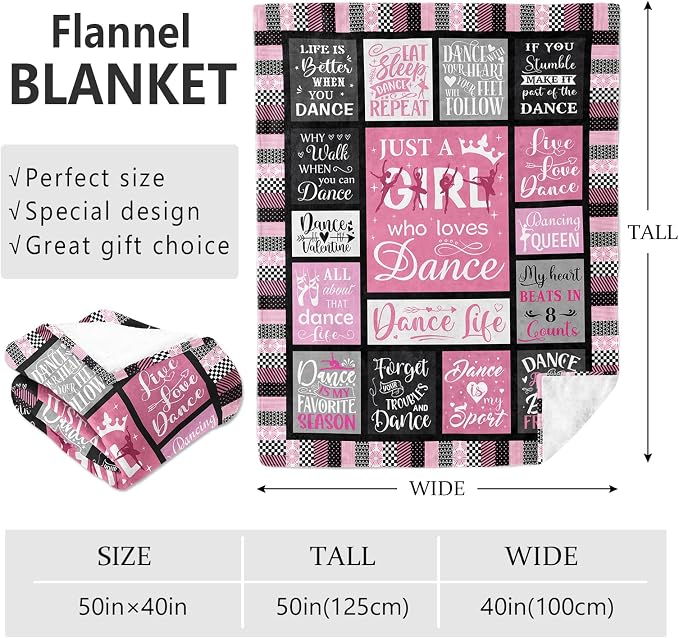 Dance Gifts, Dance Recital/Dancer/Ballet/Ballerina Gifts for Girls Teens Her Teacher, Dancers/Dancing Blanket50 x40