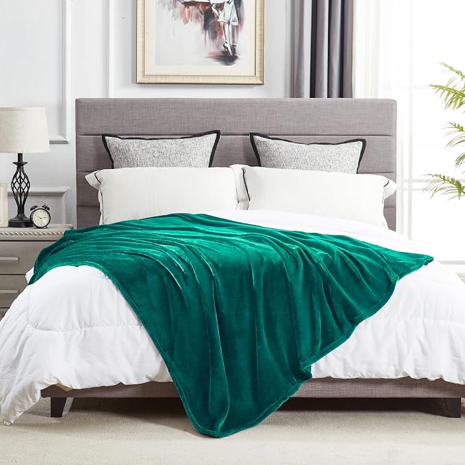 DREAMNINE Soft Cozy Plush Fleece Throw Blanket 50" x 60",Solid Shag Minky Lightweight Fuzzy Flannel Blanket for Bedroom, Luxury Washable Warm Velvet Blankets for Couch Sofa Pet,Breathable,Forest Green