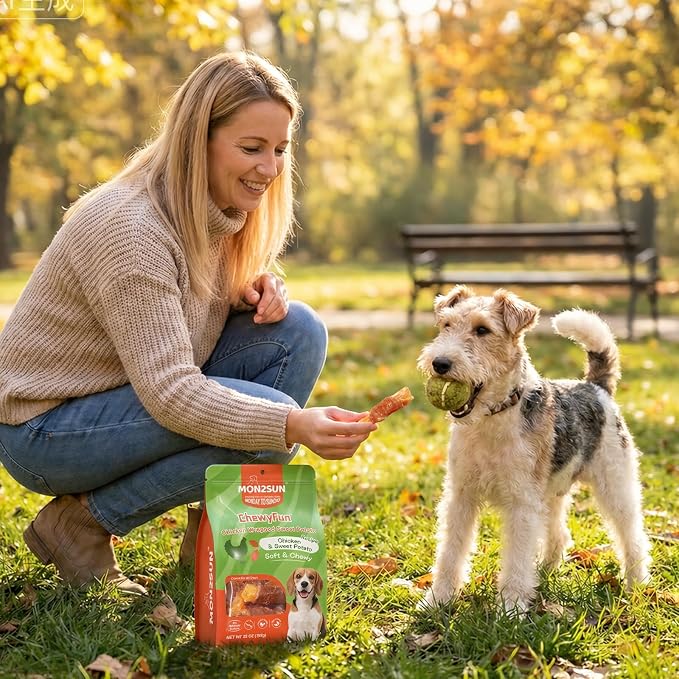 MON2SUN Dog Treats, Rawhide-Free Chicken Wrapped Sweet Potato, 25 oz | Rawhide-Free, Soft & Chewy, Great for Training, No Artificial Colors, for All Breeds