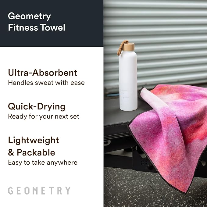 GEOMETRY Gym Towels for Working Out - Double Sided, Super Absorbent Microfiber Sweat Towel, Compact & Quick Dry - Premium Microfiber for Gym - Amanda, 16" x 30", 1 Piece
