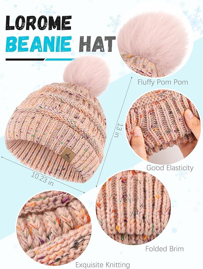 Winter Hat Scarf Gloves and Ear Warmer, Warm Knit Beanie Hat Touch Screen Gloves Set Winter Gifts Neck Scarves for Women
