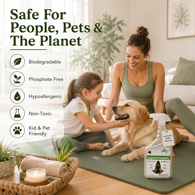 Black Diamond Stoneworks Yoga Mat Spray Cleaner: USDA Certified BIOBASED- Essential Oils, Safe for All Type of Materials, Exercise, Pilates, or Workout Mats. (1 quart)