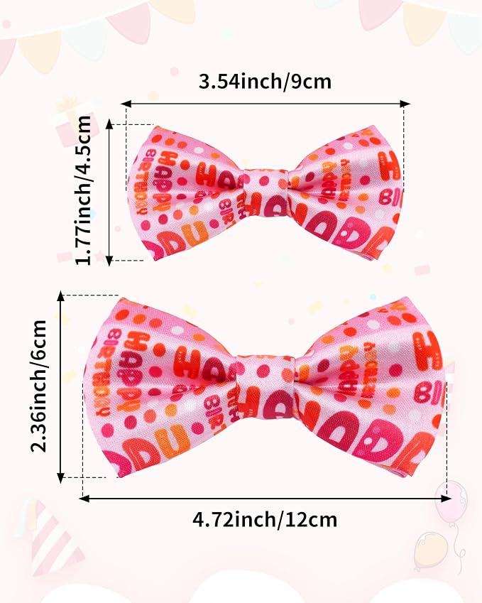 PET SHOW 5 Pack Happy Birthday Dog Bowties for Small Dogs Slide on Collar