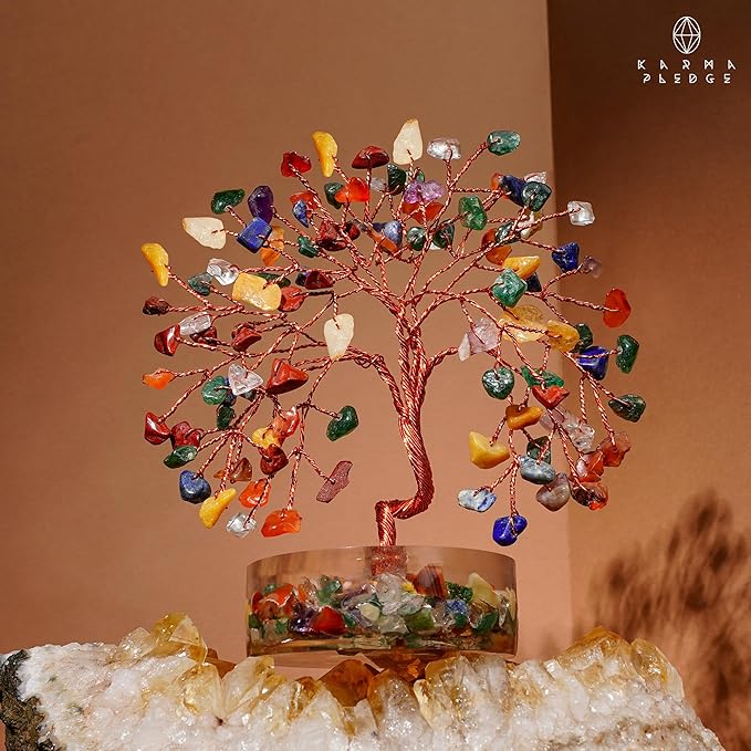 7 Chakra Crystal Tree of Life Birthday Gifts for Women, Men, Friends, Handmade Reiki Healing Crystals Tree for Home Office Decor, Positivity, Good Luck, Money, Unique Gifts for Her Mom, Dad