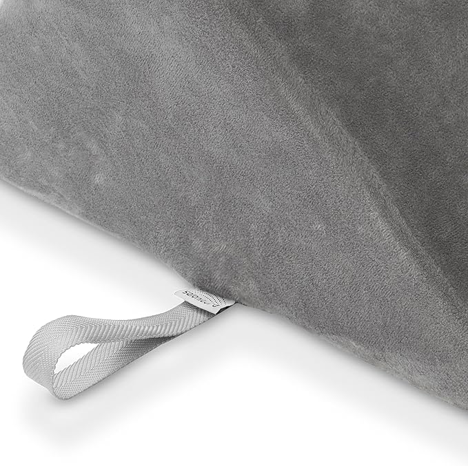 Saloniture Triangle Wedge Massage Table Bolster Under-Knee Pillow, Extra Large - 19 x 12 x 20 x 15.5 Inch - Gray Velour
