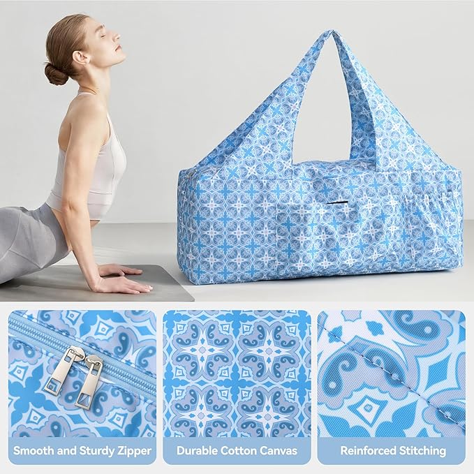 BOULDER BEE Yoga Mat Bag with Wet Pocket, Large Yoga Mat Carrier Fits All Your Stuff, Personalized Yoga Gifts, Gym Tote Bag for Women