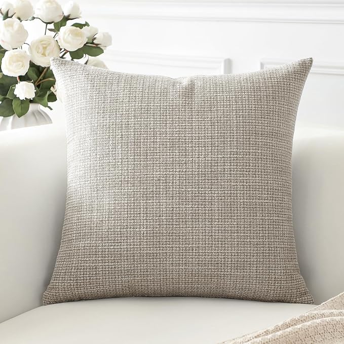 OTOSTAR Linen Throw Pillow Cover Set of 1 Decorative Square Pillowcases Cushion Covers 16x16 Inch for Home Decor Sofa Bedroom Car 40 x 40CM Khaki