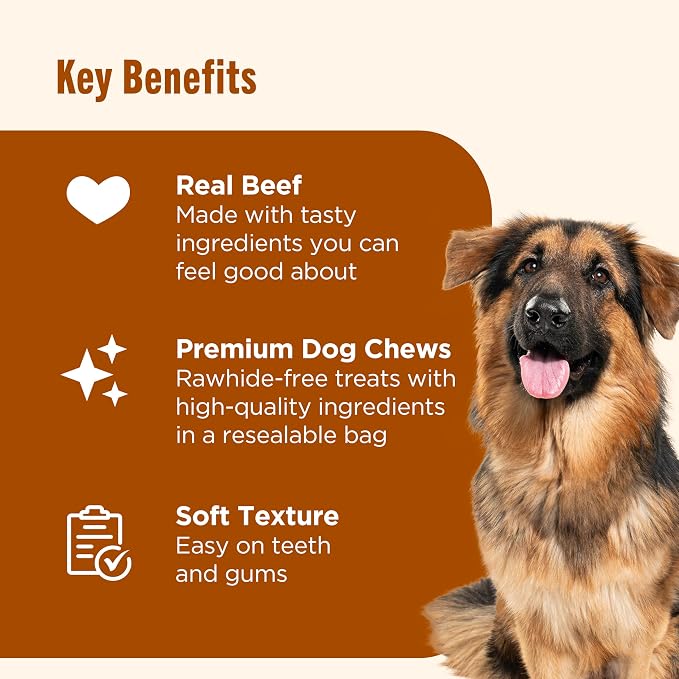 Nutrish Soup Bones Beef Dog Chews, 23.1 oz. Bag (11 Treats) (Rachael Ray) | Rawhide-Free, Contains No Artificial Flavors or By-Product Meals, Soft Texture, Easy on Gums, Resealable Bag