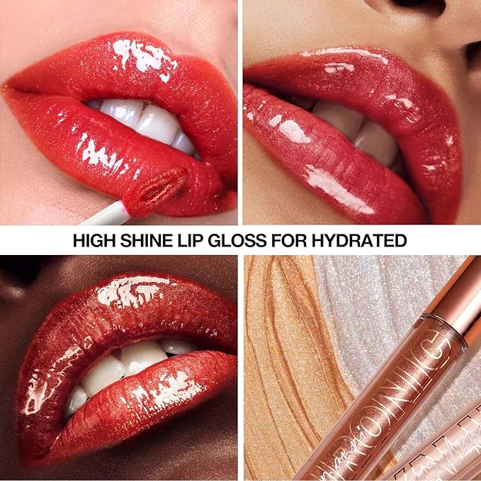Nude Brown Lip Gloss Lip Plumper Gloss Tinted Glitter Lipgloss Lip Oil Teens Moisturizing Lipstick Lip Balm High Shine And Vegan Plumping Lip Gloss For Women Girls Long-Lasting Dry Lip Care (02)