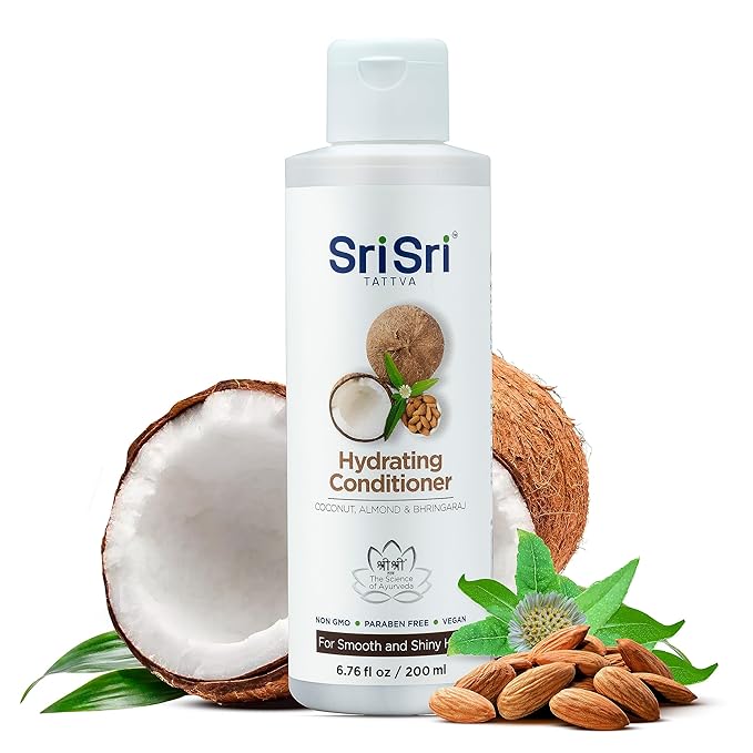 SRI SRI TATTVA Hydrating Conditioner for Smooth and Shiny Hair – Ayurvedic Hair Conditioner with Bhringraj and Aloe Vera to Restore Hair Shine and Moisture – Natural Hair Care Treatment (200 ml)