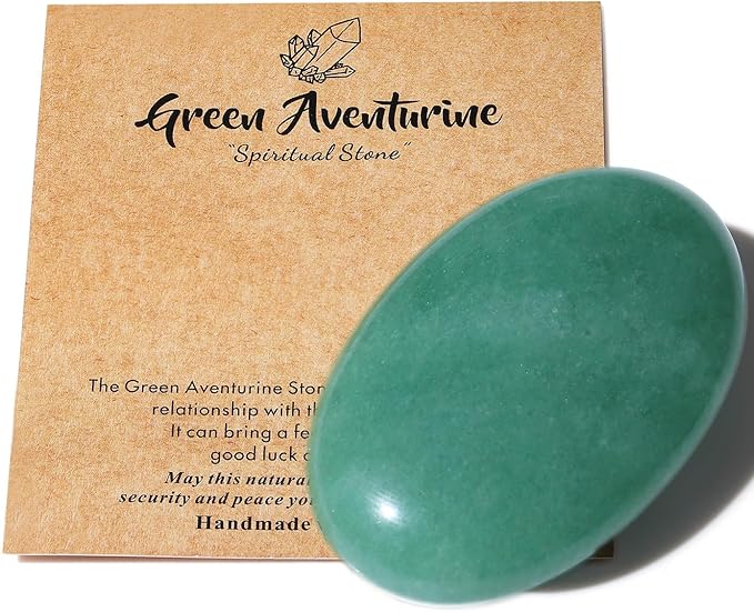 MAIBAOTA 2.4" Large Green Aventurine Crystal Stone Polished Palm Stone Healing Crystals 0.7" Thick Natural Reiki Gemstone Worry Stone Energy Balancing Anxiety Stress Relief Meditation 1 Pc