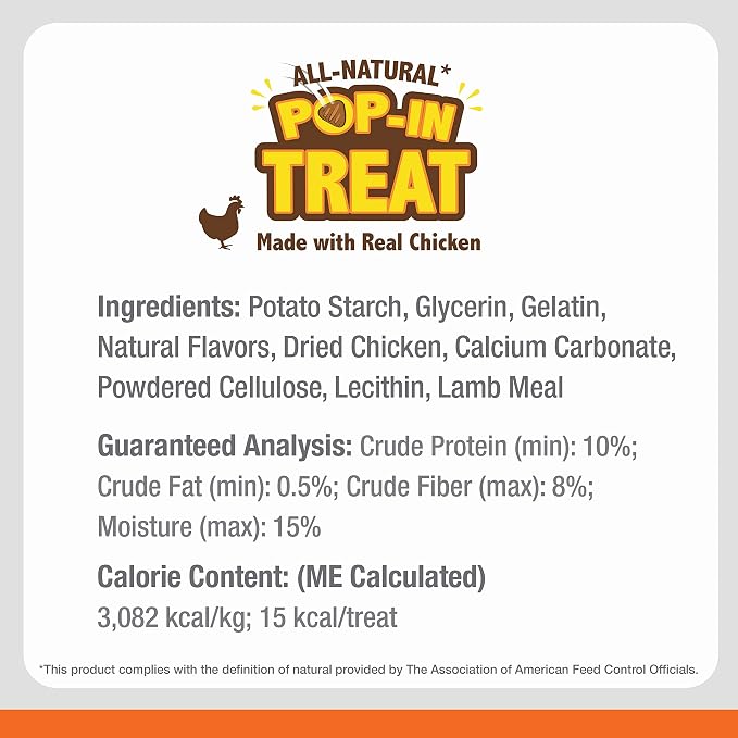 Nylabone Pop-In Treat Toy Chicken Dog Treat Refills, 30 Count | Made with real chicken, fits any Nylabone Pop-In Treat Toy, all-natural dog treats, highly digestible, limited ingredients