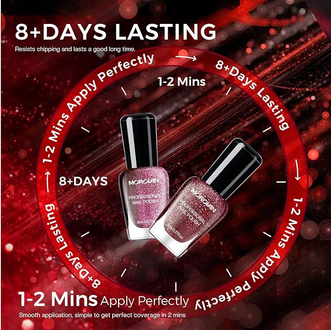 Morovan Magnetic Nail Polish Set：Cat Eye Glitter Red Green Purple Blue Nail Polish Kit Shimmer Quick Dry Nail Kit Bulk for Women Nail Art Manicure Salon Gift Holiday Party