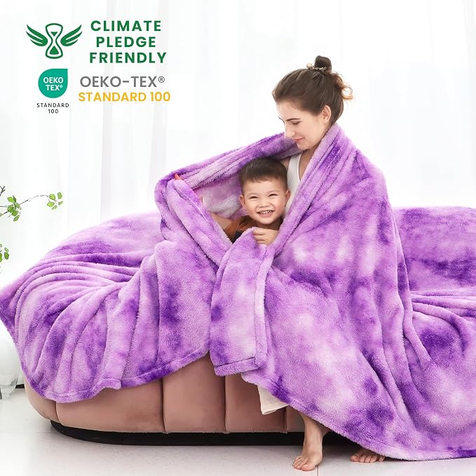 Purple Throw Blanket, Soft Plush Flannel Fleece Blanket for Couch Sofa Bed, Cozy Warm Decorative Blanket for Bed Home Decor, Luxury Soft Throw, Birthday Gifts for Women