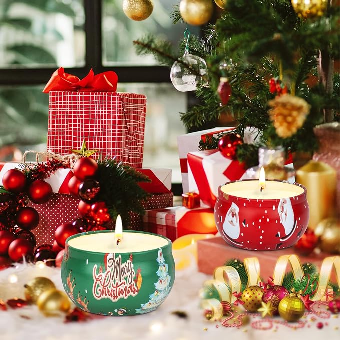 Christmas Candles Gifts Set for Women, 2 Pack Aromatherapy Scented Candle for Home Scented, Personalized Soy Candles Stocking Stuffers Gifts for Coworker Adults Friends Teacher Birthday Party