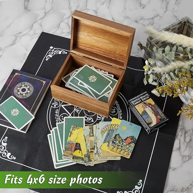 DRASTAR Keepsake Box, Acacia Wood Memory Box with Hinged Lids, Wooden Jewelry Box, Small Storage Box,3x5, 4x6 Decorative Card Box, Bridal Shower Gifts