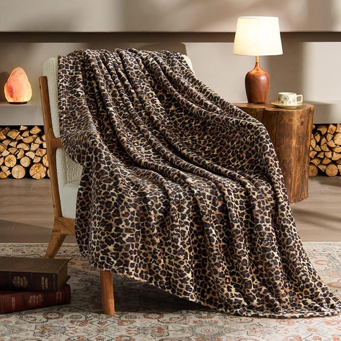 BEDELITE Fleece Blanket Soft Plush Throw for Couch Brown Leopard 50"x60" | Ultra Soft Fleece, Plush Microfiber, Lightweight Warmth, All Season Comfort, Cheetah Decor, Machine Washable, Couch Sofa Bed