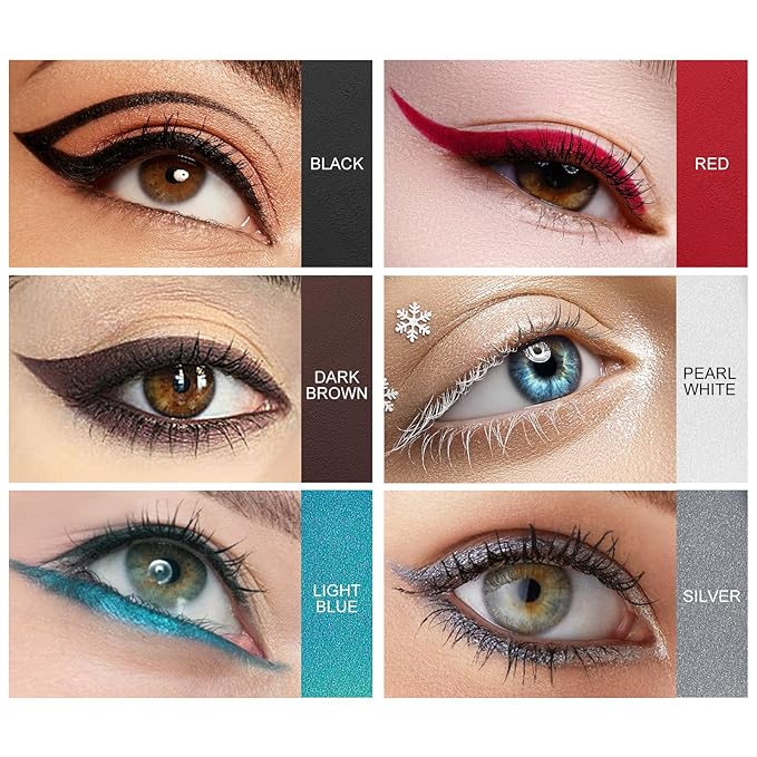Ownest 6 Colors Eyeliner Gel Pencil, Pearl Metallic Gel Eyeliner Pen, Silky Creamy Eyeliner for Professional Eyes Makeup, High Pigmented Lasting Liner Set, with Two Makeup Pencil Sharpener-Set A