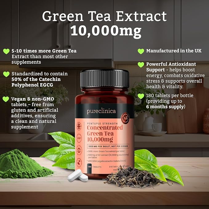 pureclinica Concentrated Green Tea 10,000mg x 180 Tablets