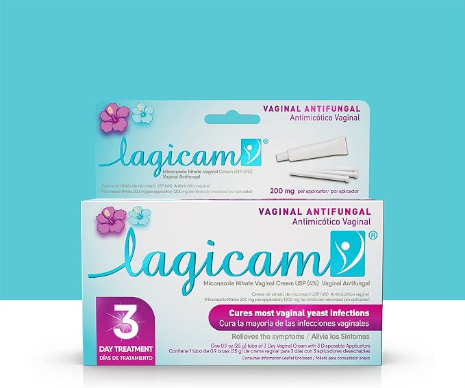 Lagicam 3 Day Vaginal Yeast Infection Treatment for Women, Start working on the 1st Day, Miconazole Nitrate, Antifungal Cream relieves Itching and Irritation, 3 Disposable Applicators & Cream (1 Pack) | Start working on the 1st Day, Miconazole Nitrate ...