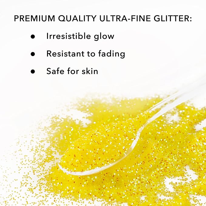 Nail Glitter - Yellow Fine Glitter in Jar - 4 Oz Glitter for Crafts - Glitter for Slime - Face Glitter - Candle Glitter - Body Glitter